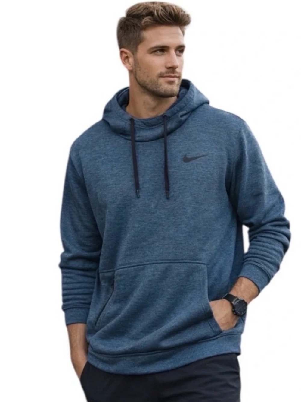 Nike Therma-FIT CU6214-453 Men’s Pullover Hoodie – Heathered Blue Sweatshirt XXL